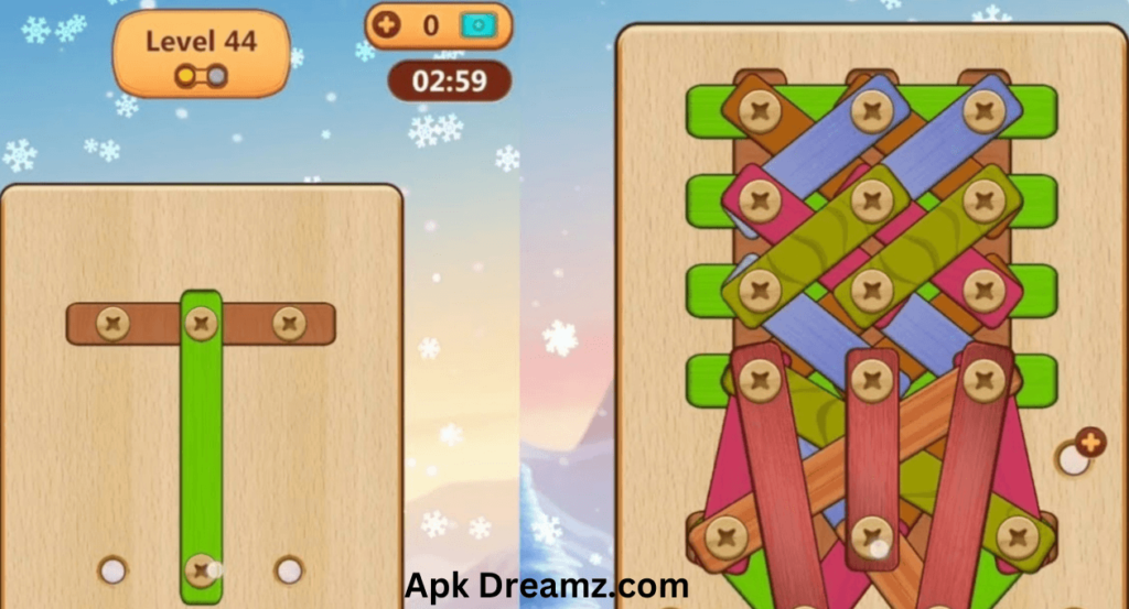 Key Features of Wood Nuts & Bolts Puzzle Mod Apk: